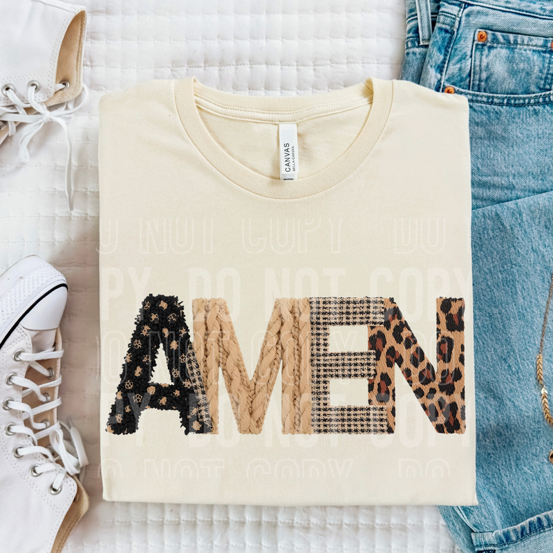 Amen Fabric Faux Letters DTF Transfer