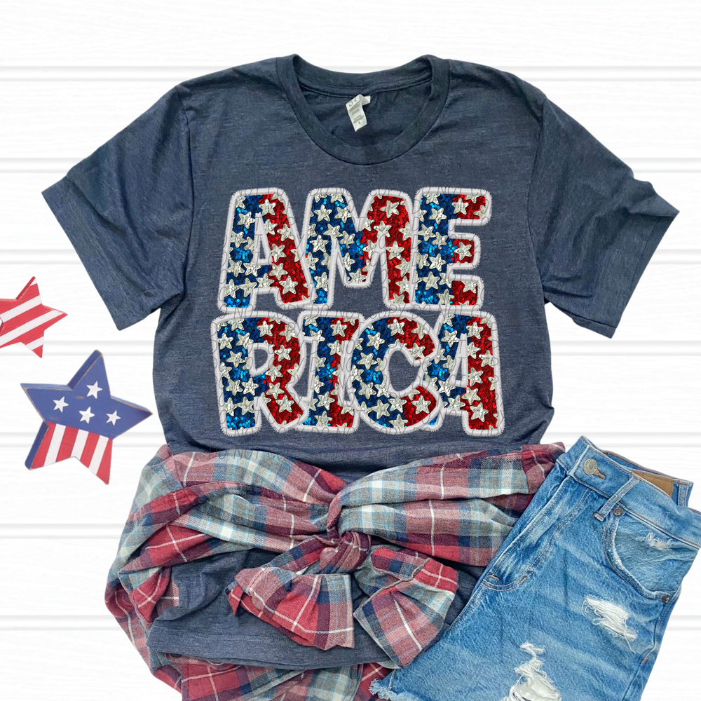 America Faux Embroidery DTF Transfer