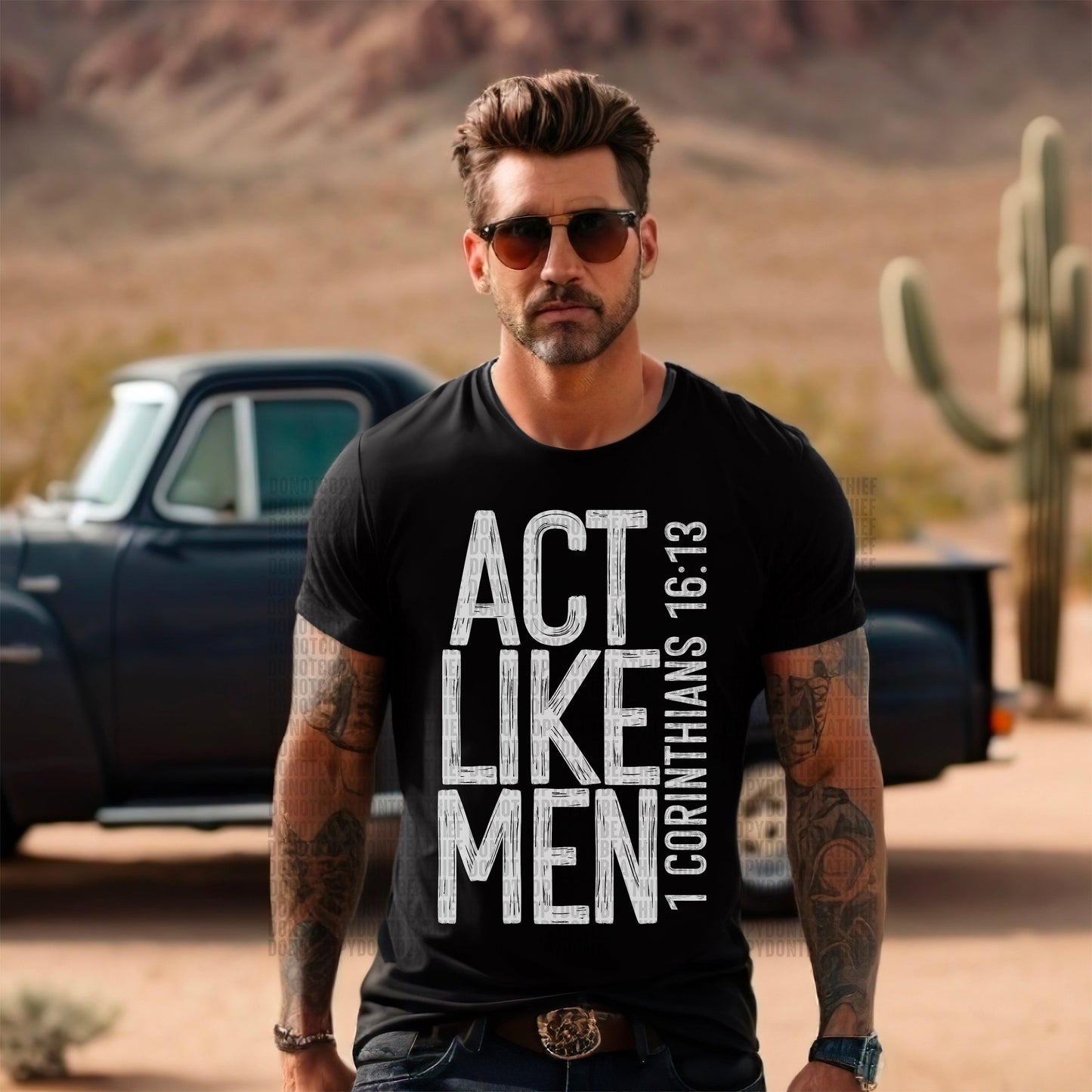 Act Like Men White Font DTF Transfer