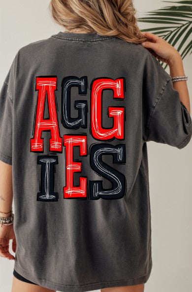 Aggie_ Red/Black Sporty Mascot DTF Transfer