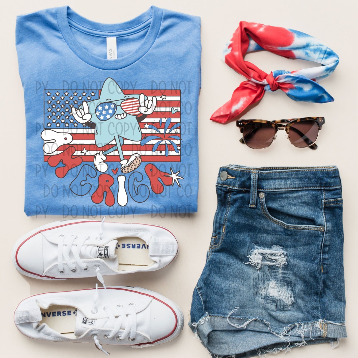 America Doodle DTF Transfer