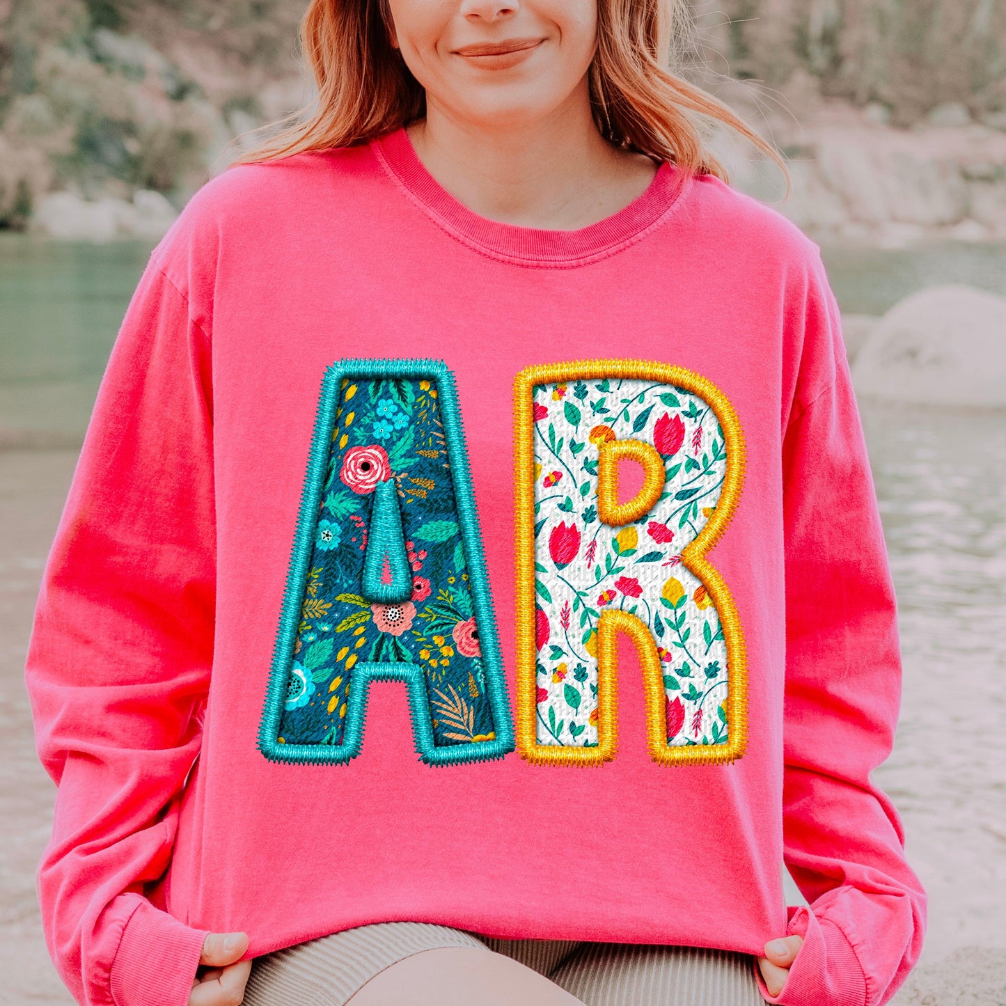AR Spring Embroidery Faux DTF Transfer
