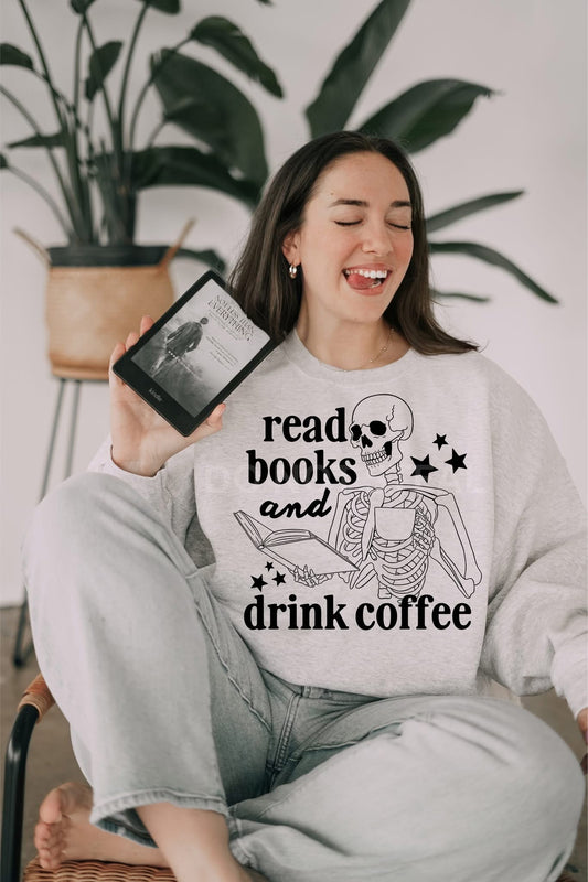 Read More Books And Drink Coffee DTF Transfer