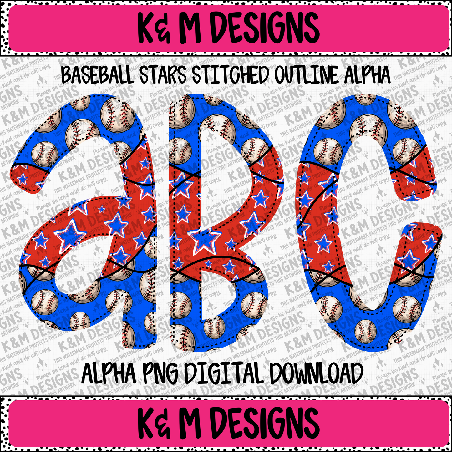 Baseball Stars Stitched Outline Alpha PNG Set Digital Download