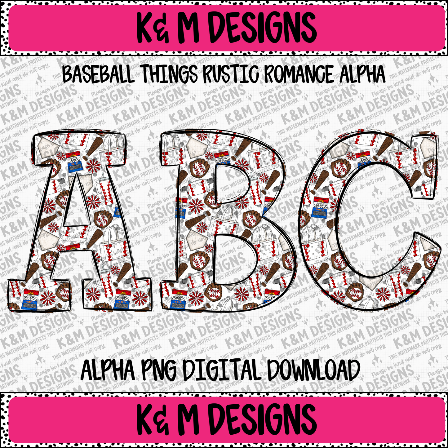Baseball Things Rustic Romance Alpha PNG Set Digital Download