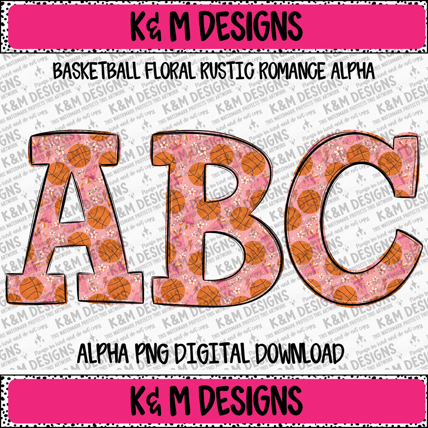 Basketball Floral Rustic Romance Alpha PNG Set Digital Download