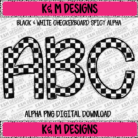Black & White Checkboard Spicy Alpha PNG Set Digital Download