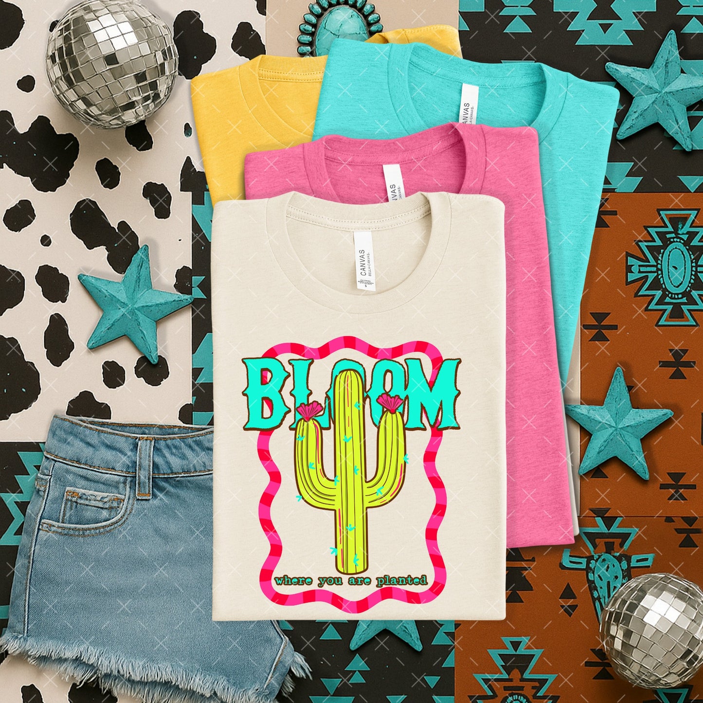 Bloom Where You Are Planted Cactus Frame DTF Transfer