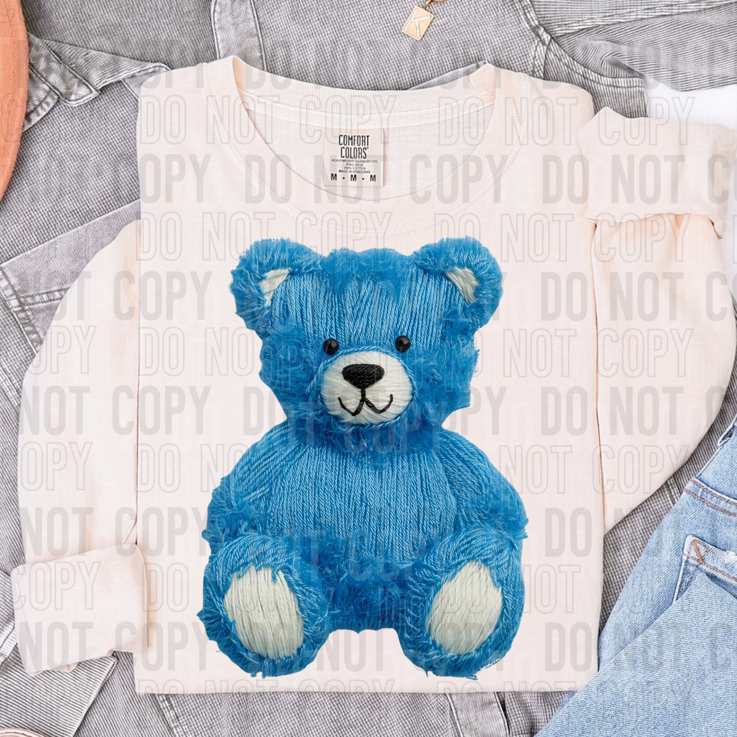 Blue Bear Yarn Faux DTF Transfer