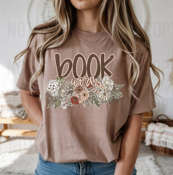 Book Worm Vintage Floral Name DTF Transfer