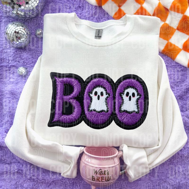 Purple Faux Boo DTF Transfer