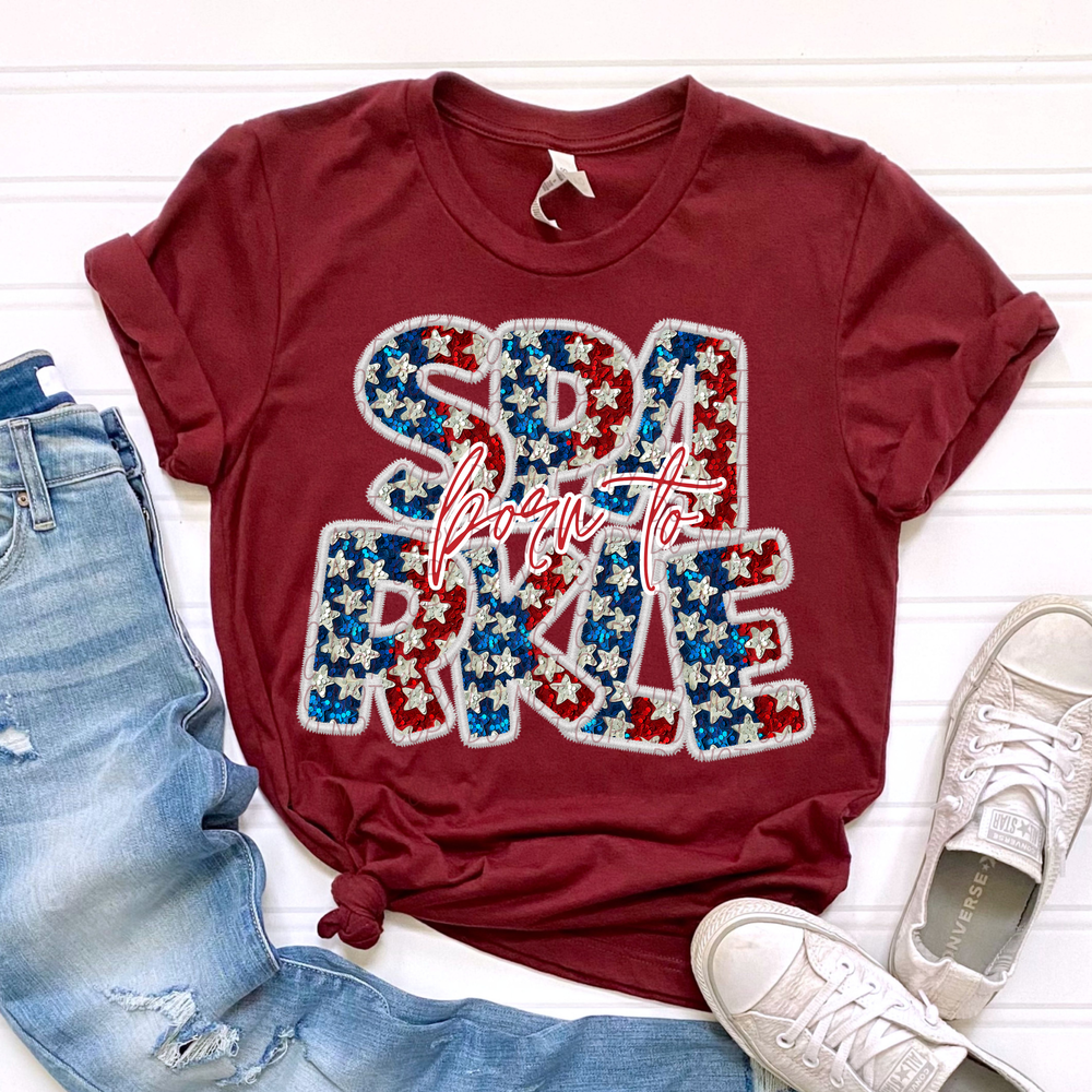 Born To Sparkle Faux Embroidery DTF Transfer