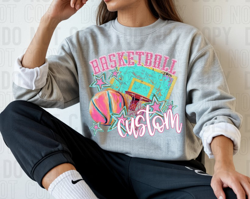 Bright Basketball Custom Name DTF Transfer