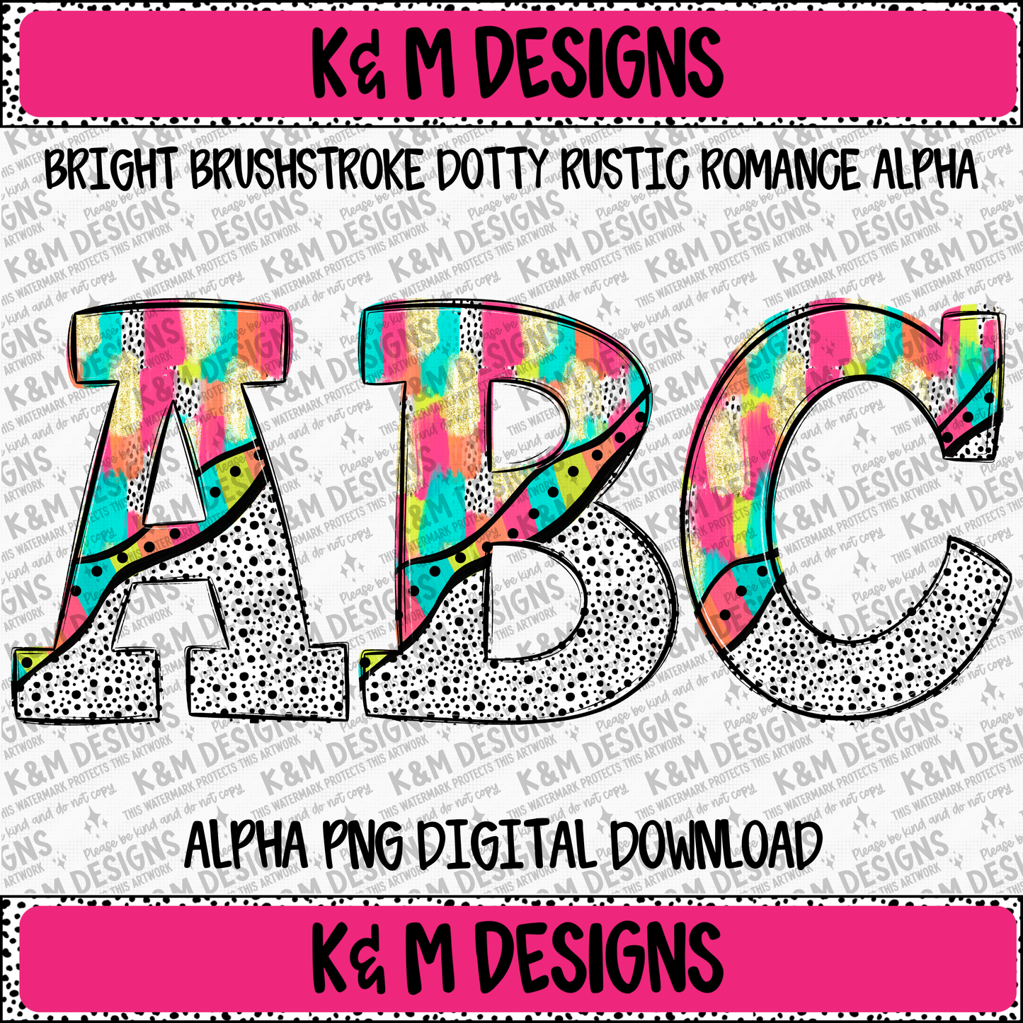 Bright Brushstroke Dotty Rustic Romance Alpha PNG Set Digital Download