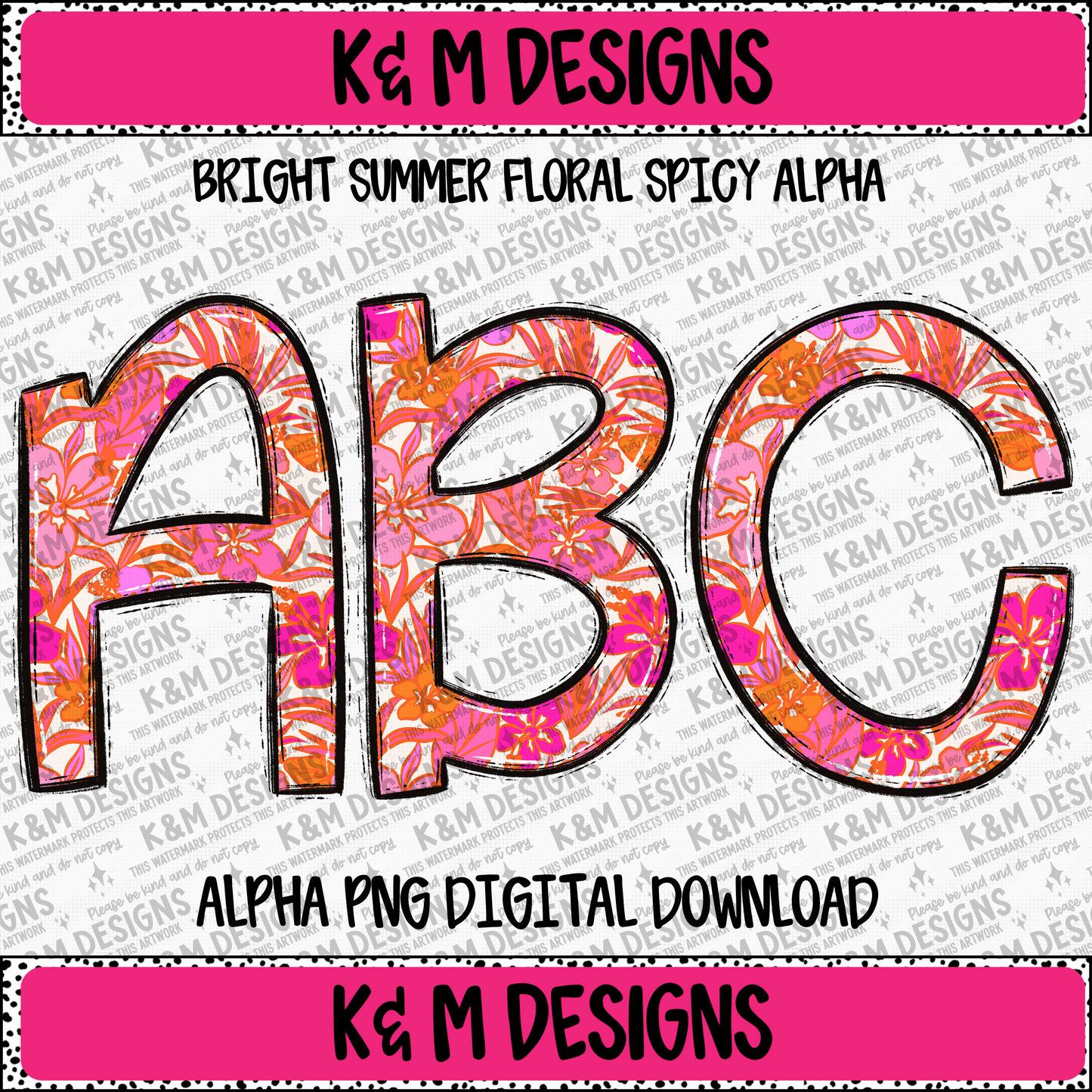 Bright Summer Floral Spicy Alpha PNG Set Digital Download