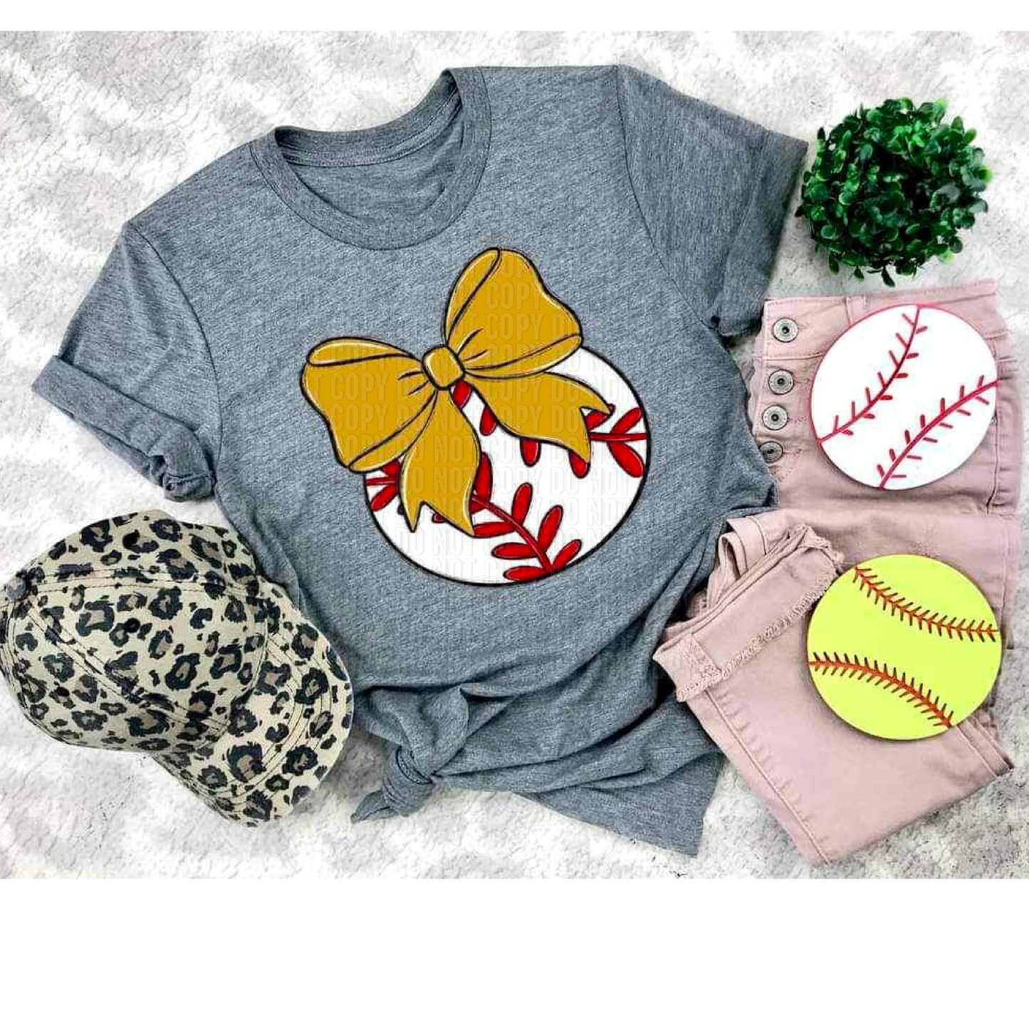 Baseball Gold Bow DTF Transfer