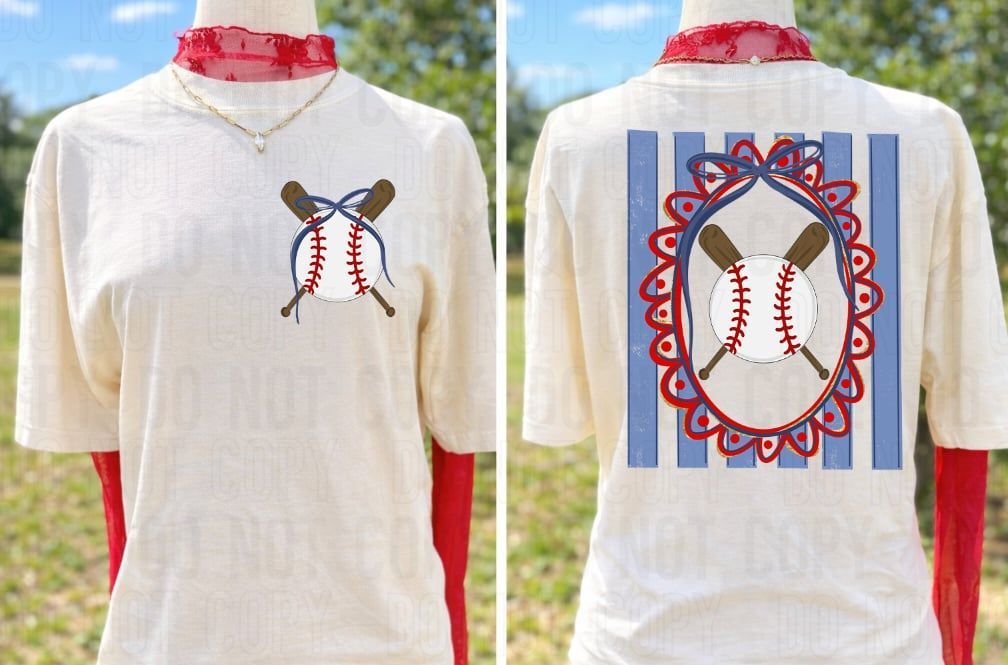 Baseball Stripes Coquette Front/Back DTF Transfer