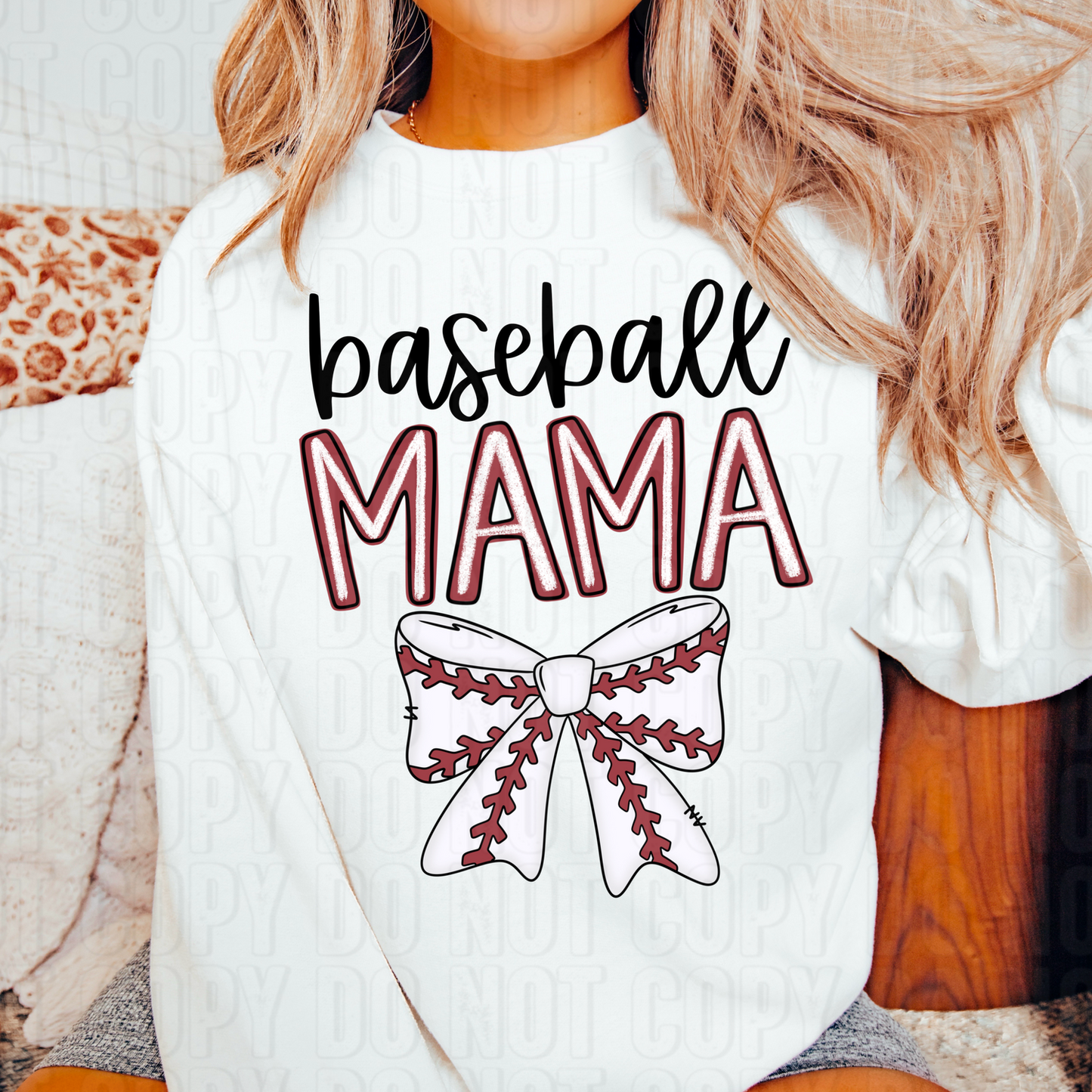 Baseball Mama Simple Bow DTF Transfer
