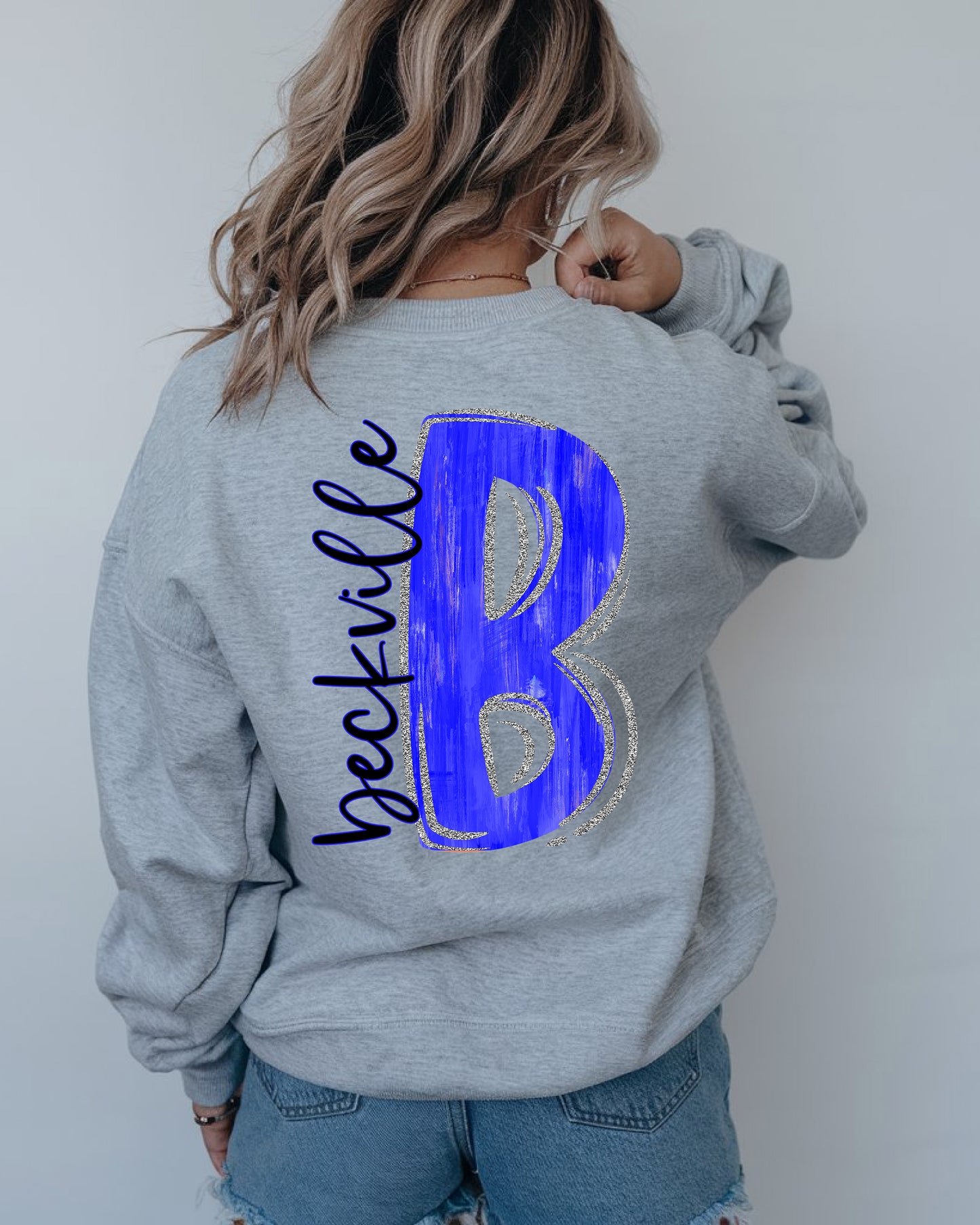 Beckville Black Painted Letter B Royal Blue DTF Transfer