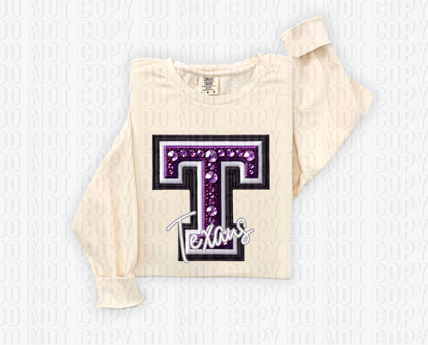 Bedazzled Purple Texans DTF Transfer