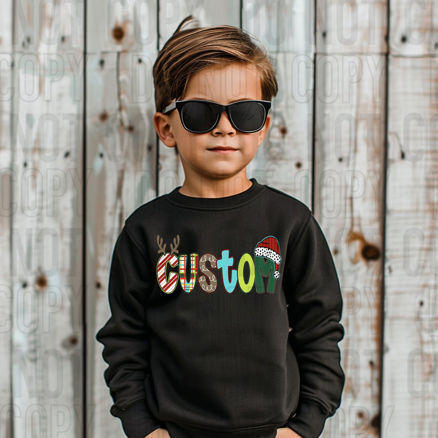 Boys Christmas Doodle Custom/Name Personalized DTF Transfer