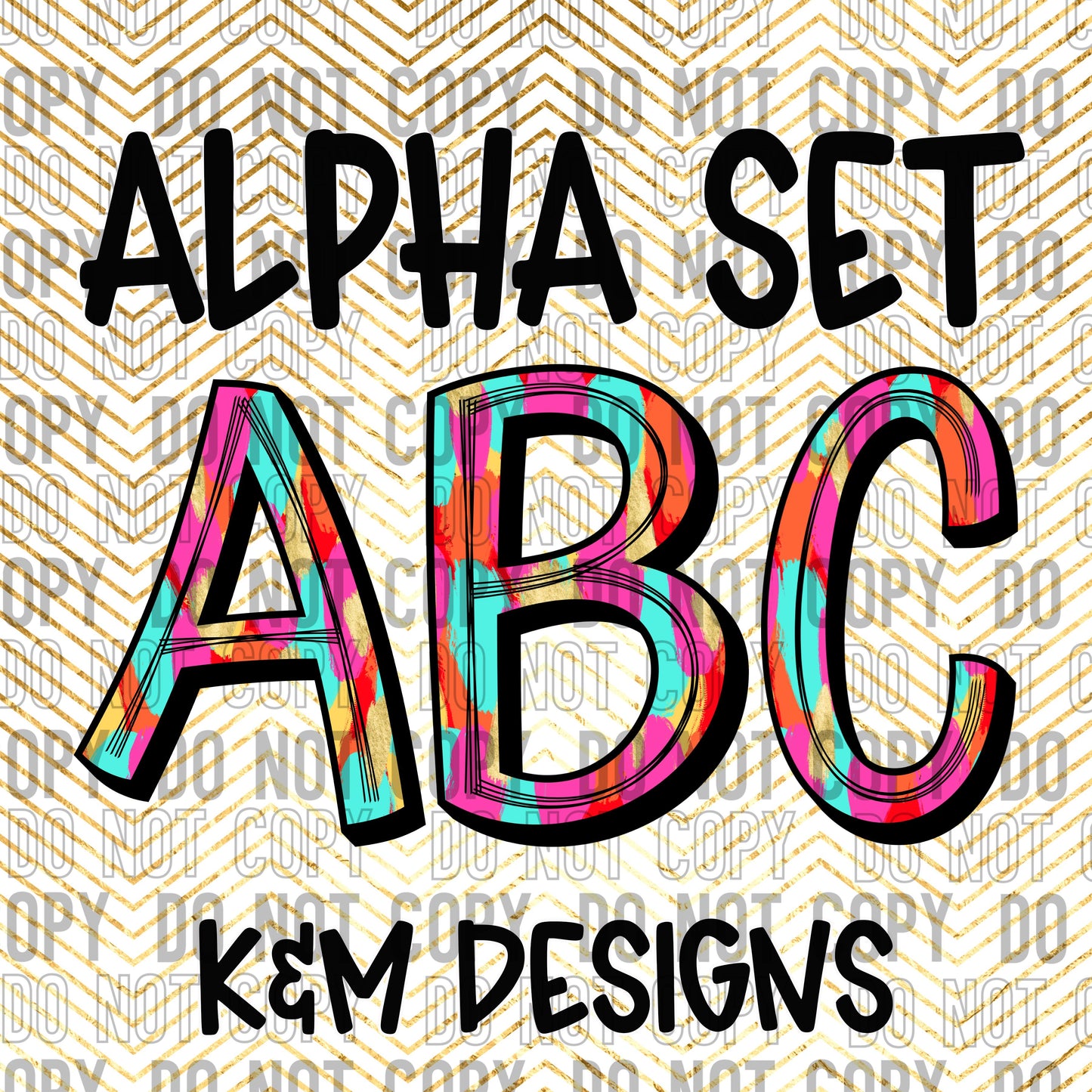 Bright Brushstroke Complete Alpha Set Digital Download
