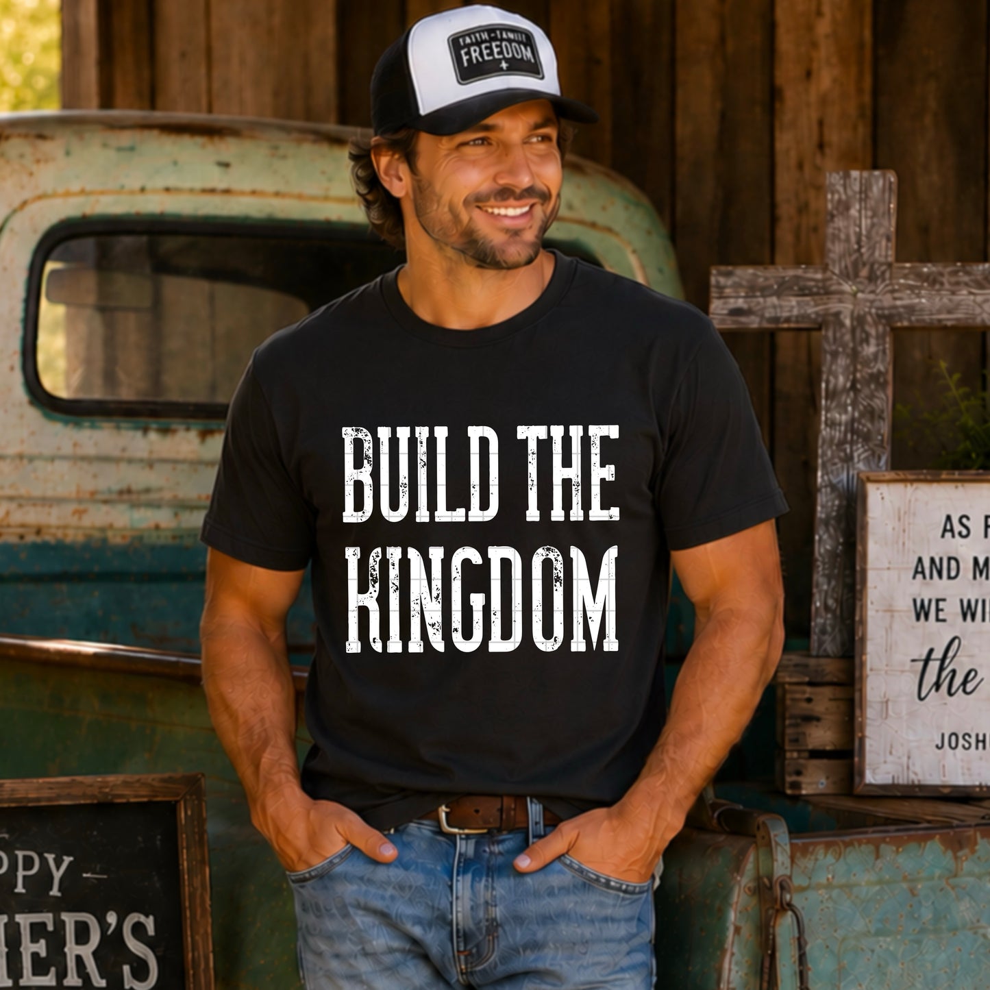 Build The Kingdom White Font DTF Transfer