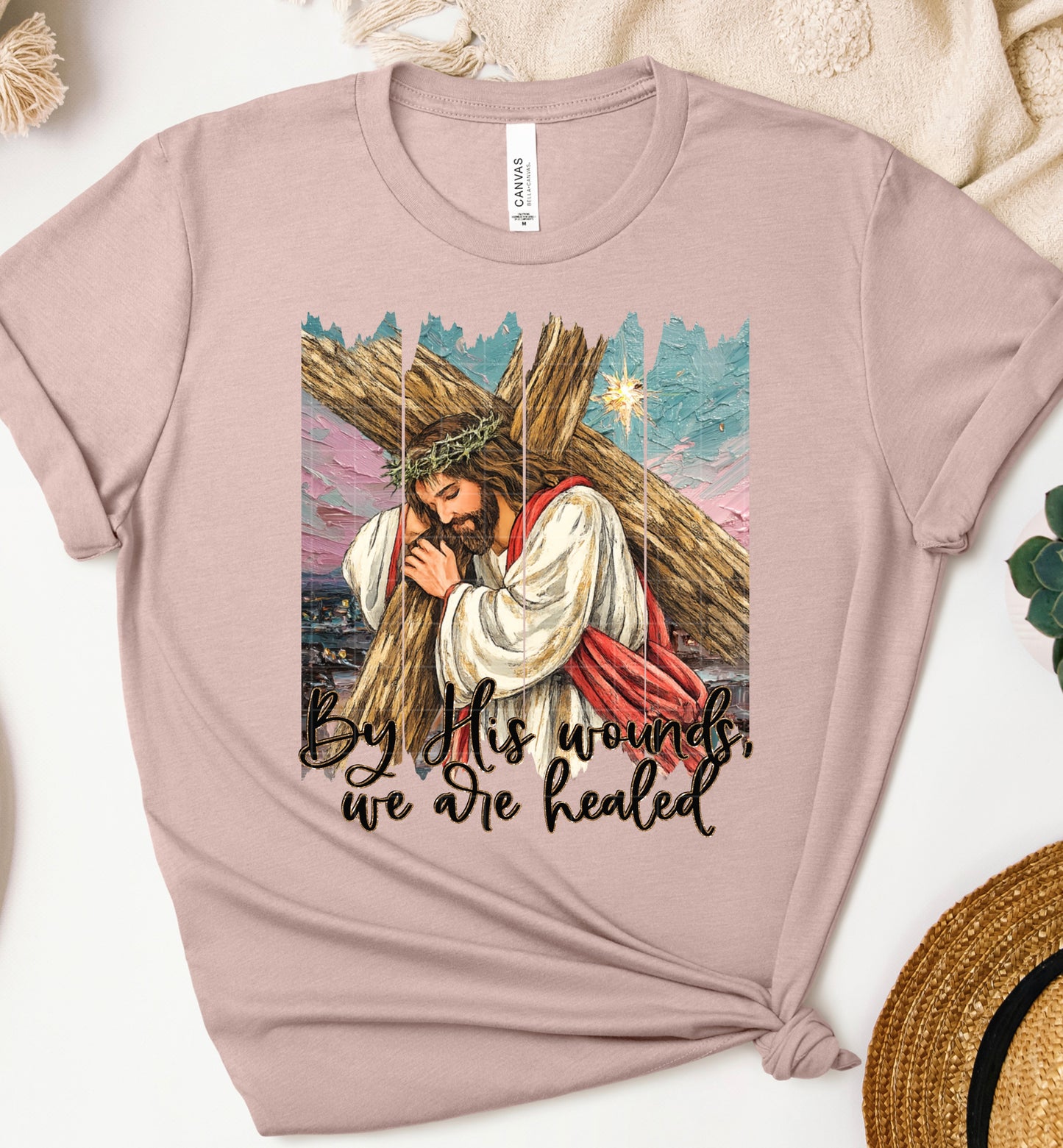 By His Wounds Jesus Cross DTF Transfer