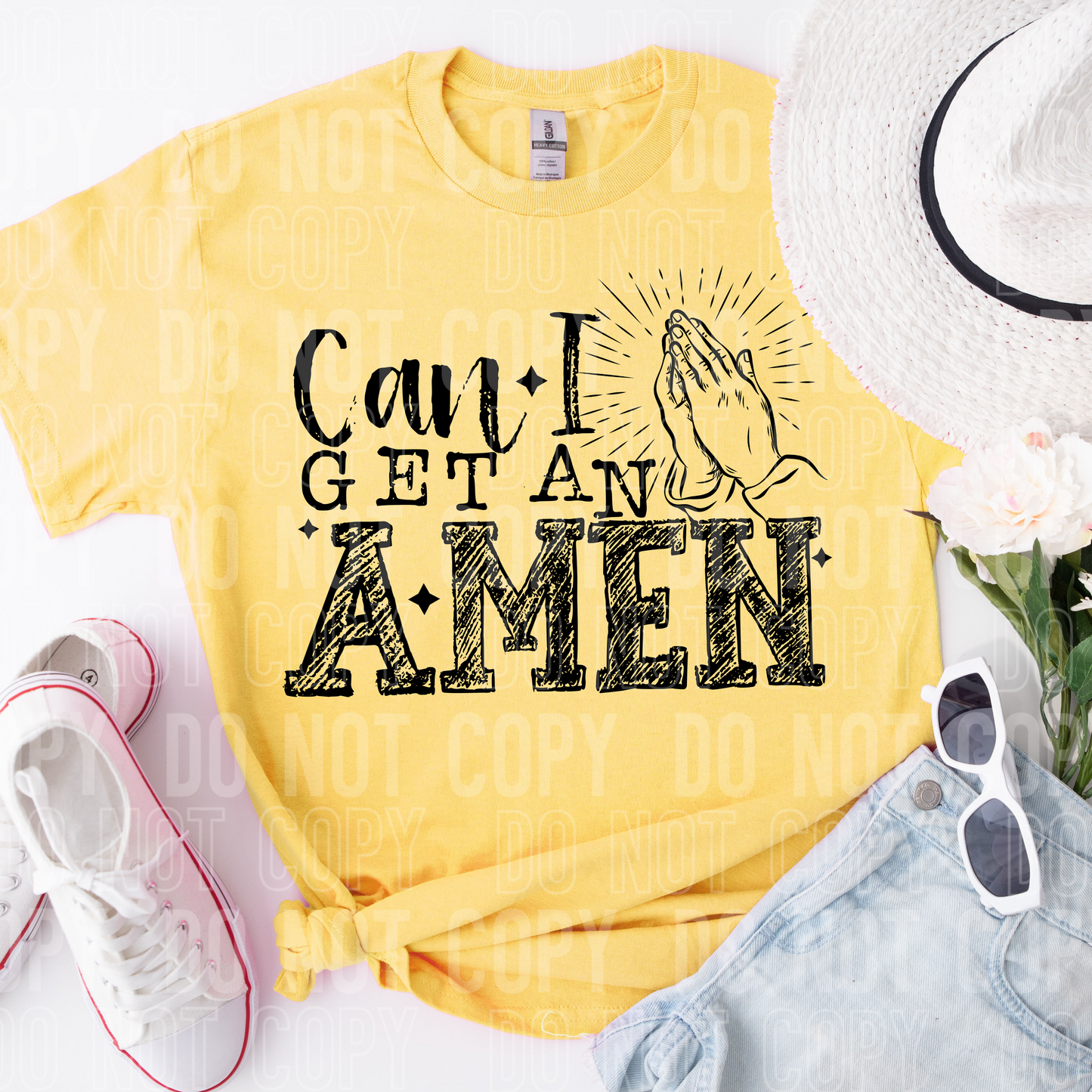 Can I Get An Amen Black Font DTF Transfer
