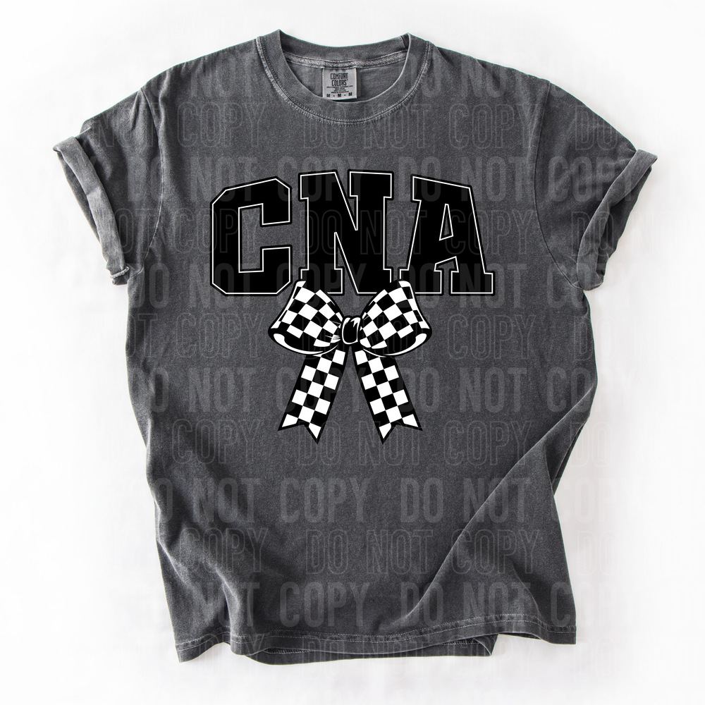 CNA Checkered Bow DTF Transfer