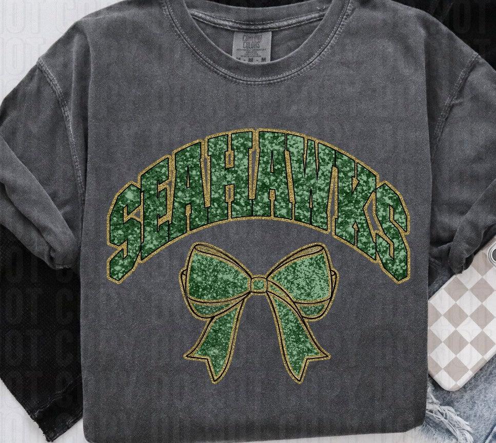 Seahawks Glittery Green Gold DTF Transfer