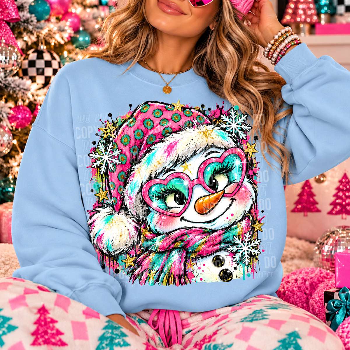 Colorful Snowman Distressed DTF Transfer