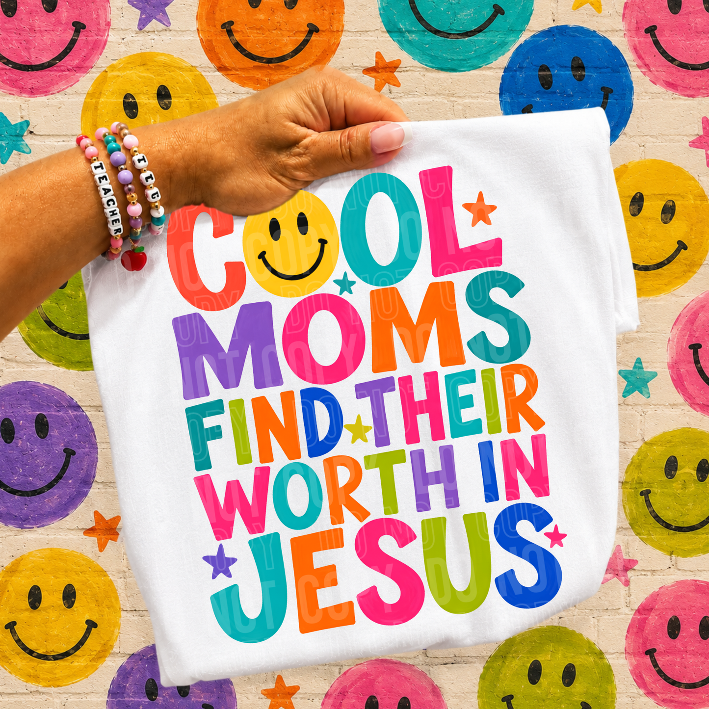 Cool Moms Find Their Worth In Jesus DTF Transfer