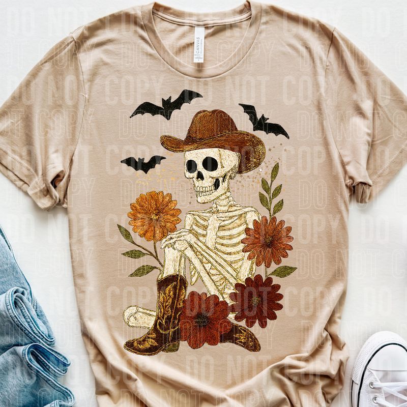 Cowboy Skeleton Fall DTF Transfer