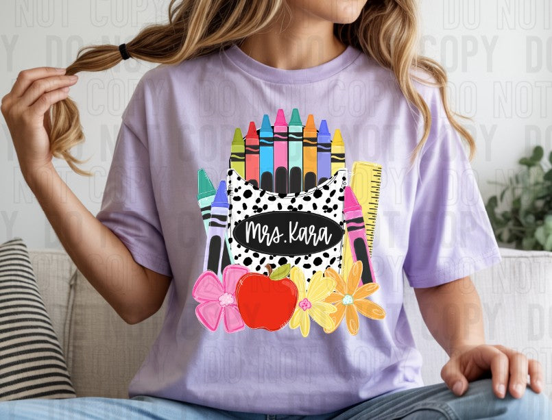 Crayon Leopard/Dalmatian Custom Name Plate DTF Transfer
