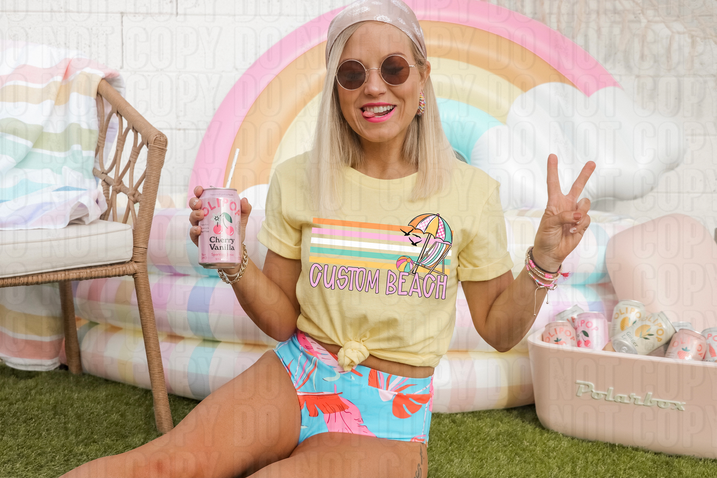 Beach Retro Stripe Custom Beach DTF Transfer