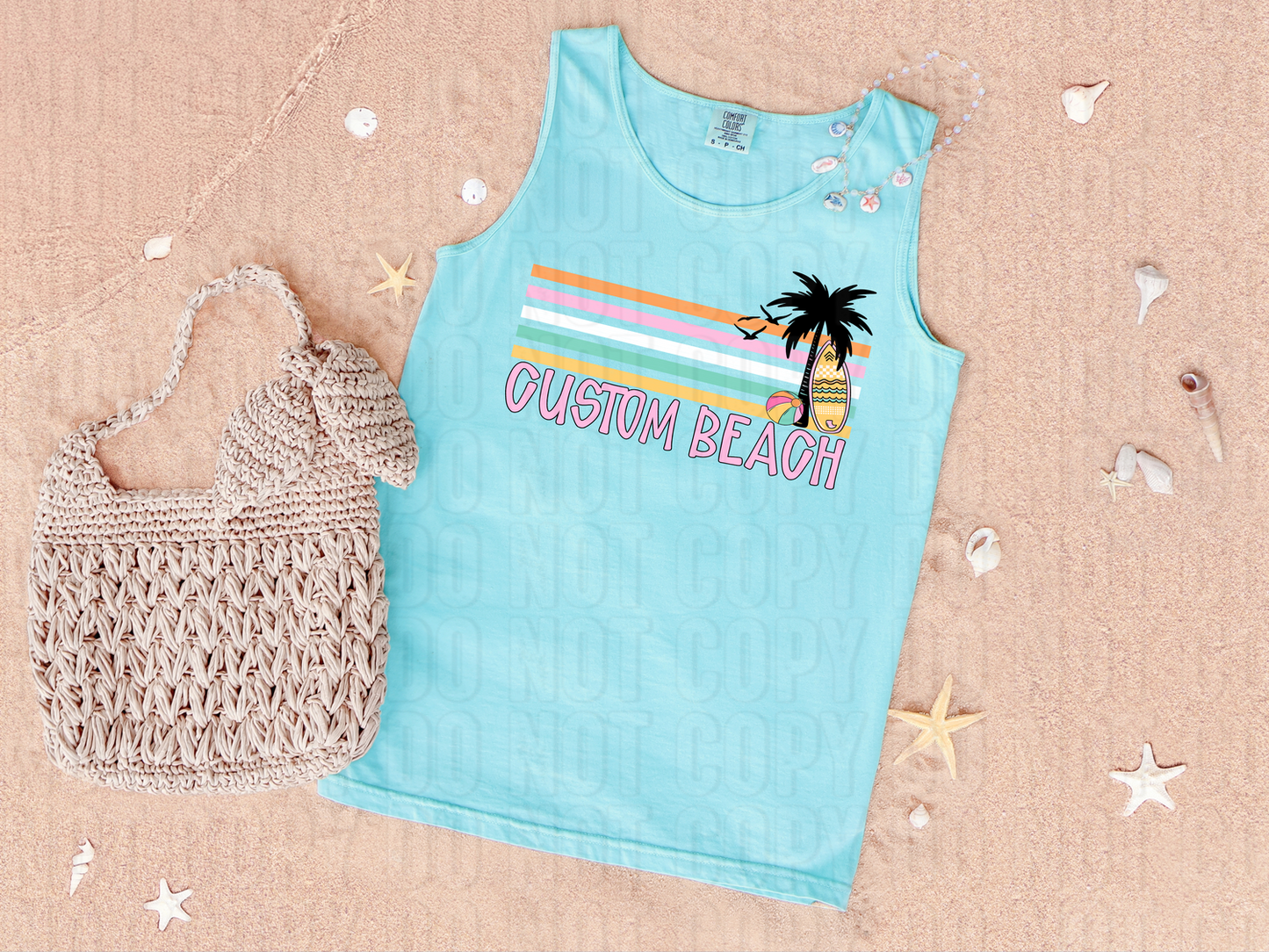 Beach Tropical Stripe Custom Beach DTF Transfer