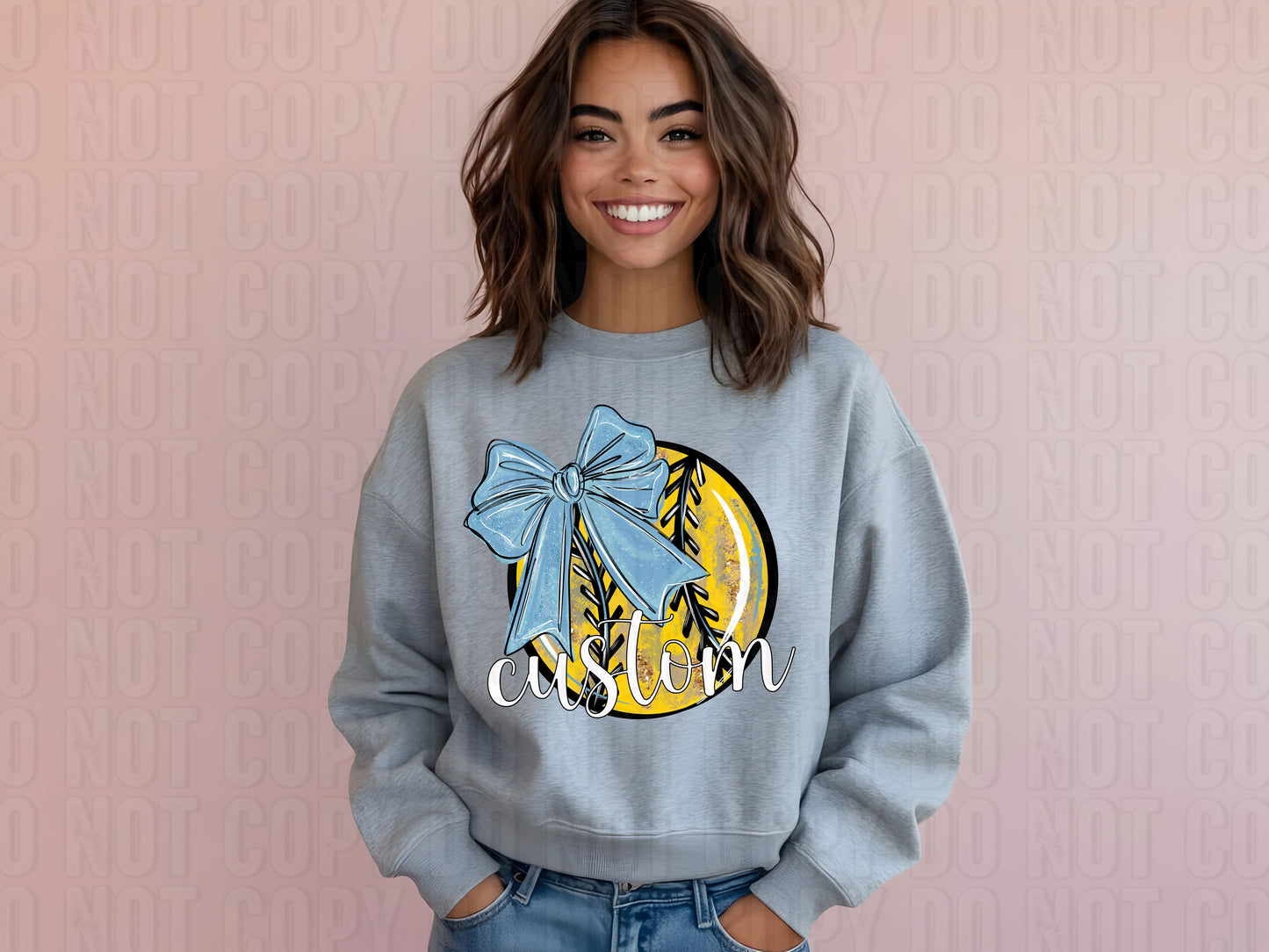 Softball W/ Bow Custom Name DTF Transfer