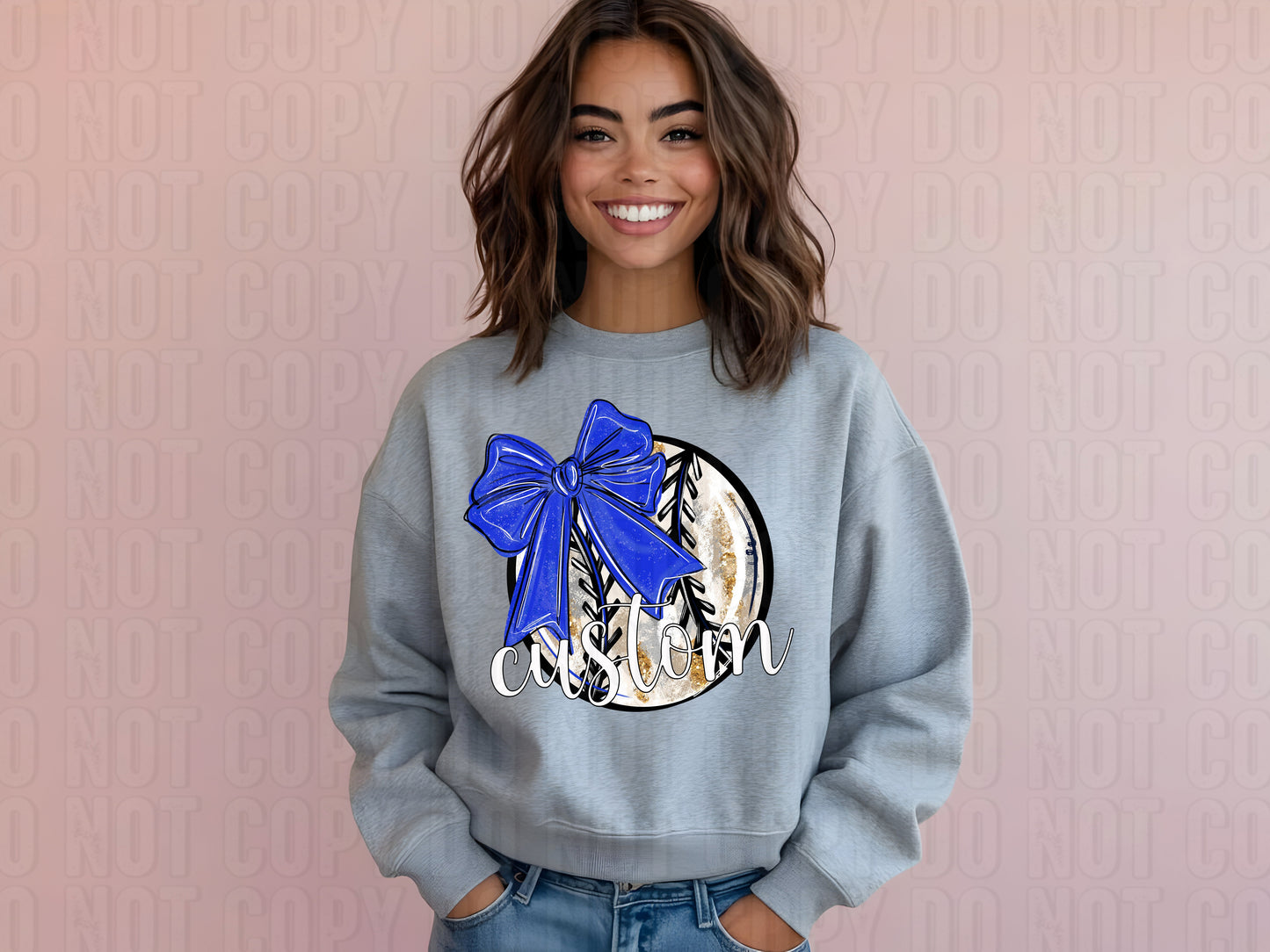 Baseball W/ Bow Custom Name DTF Transfer