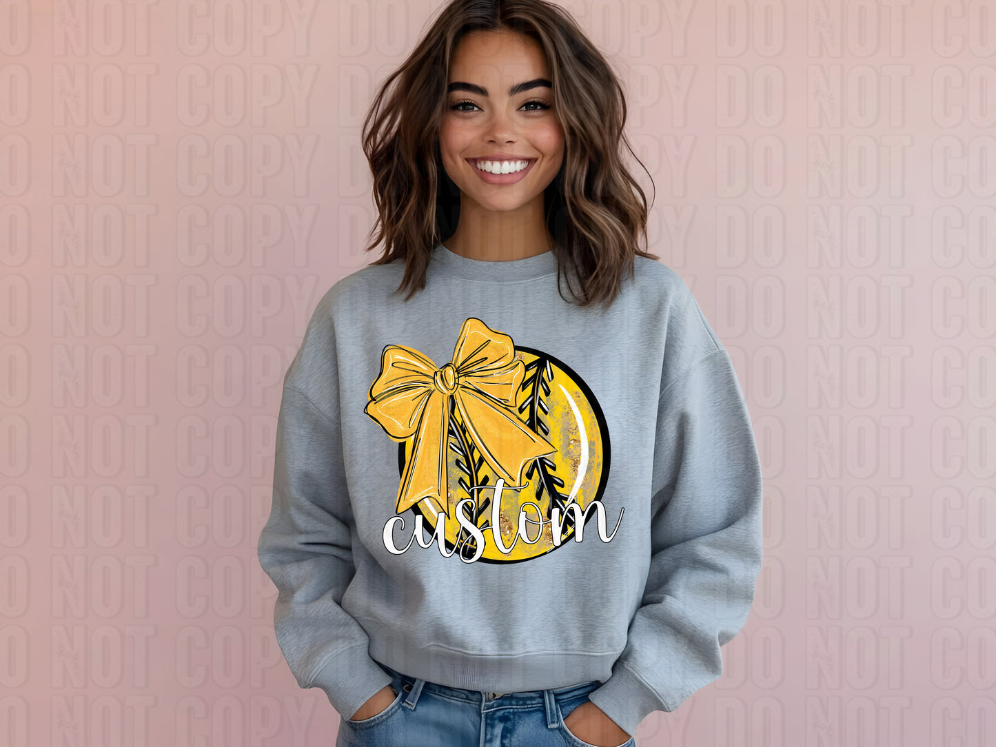 Softball W/ Bow Custom Name DTF Transfer