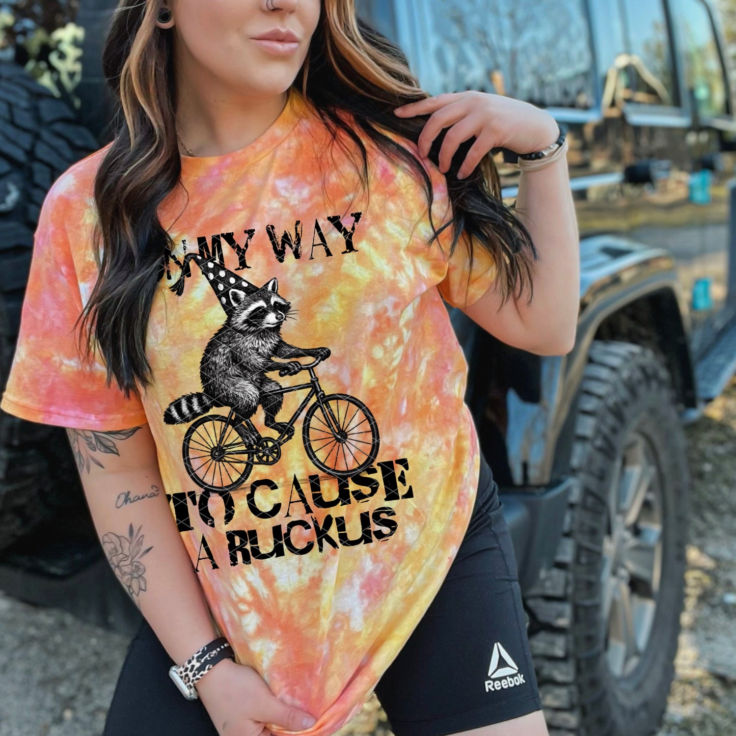 On My Way To Cause A Ruckus Racoon DTF Transfer