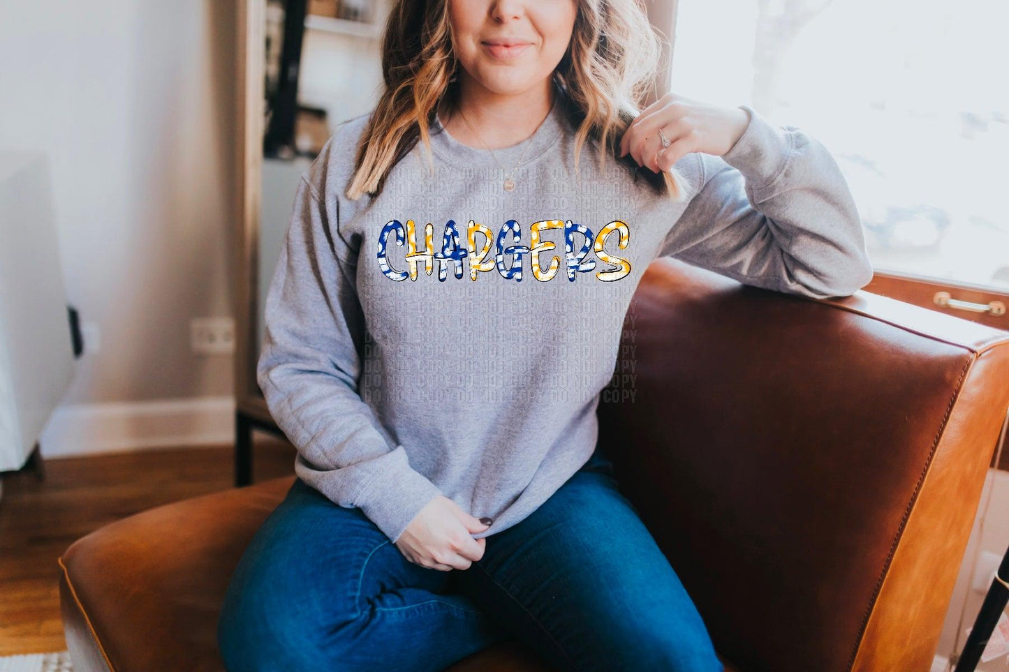 Chargers Royal Blue Yellow Spirit Spots DTF Transfer