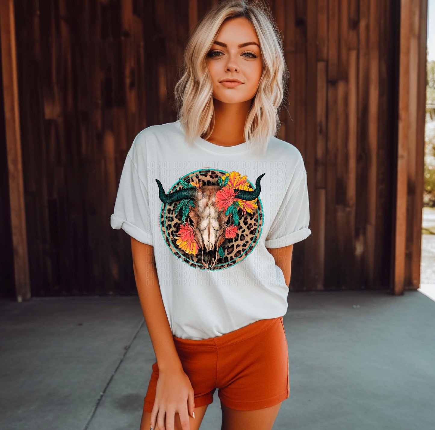 Cheetah Bull Skull DTF Transfer