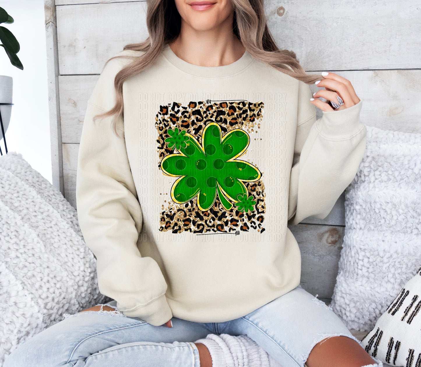 Clover Cheetah Print Background DTF Transfer