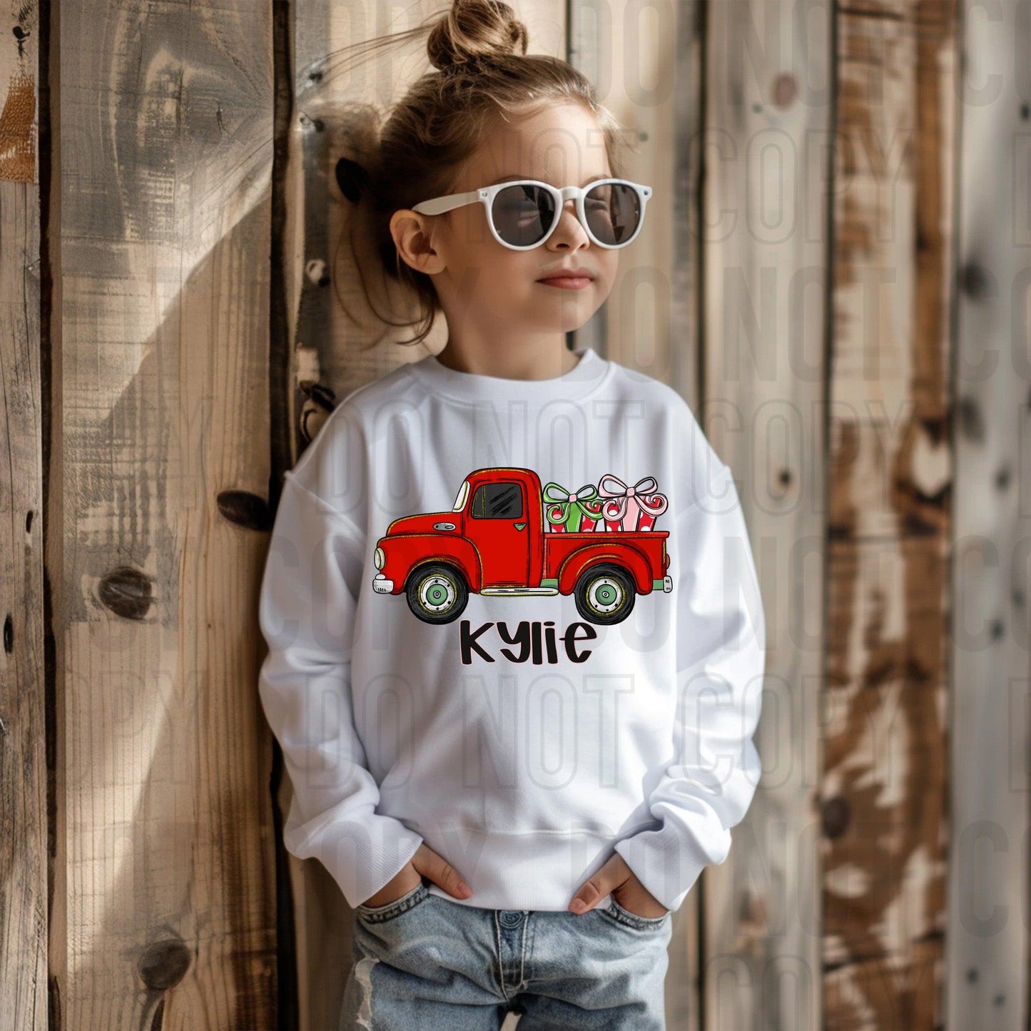 Girls Christmas Truck With Gifts Custom/Name Personalized DTF Transfer