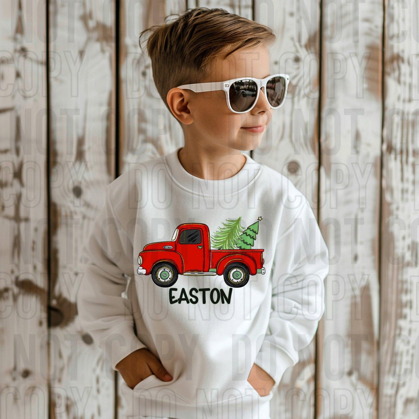 Boys Christmas Truck With Christmas Trees Custom/Name Personalized DTF Transfer