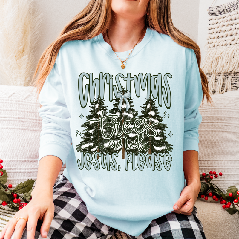 Christmas Trees & Jesus Please DTF Transfer