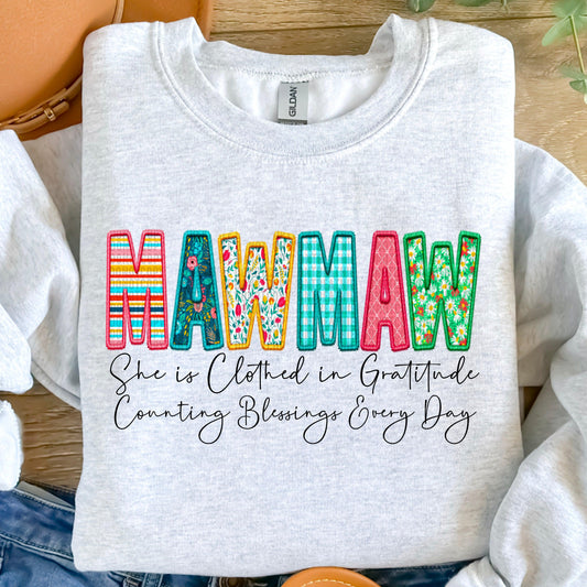 Mawmaw Clothed In Gratitude DTF Transfer