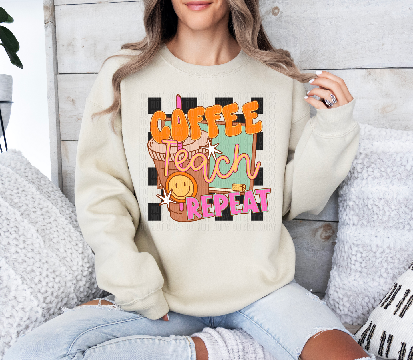 Coffee Teach Repeat DTF Transfer