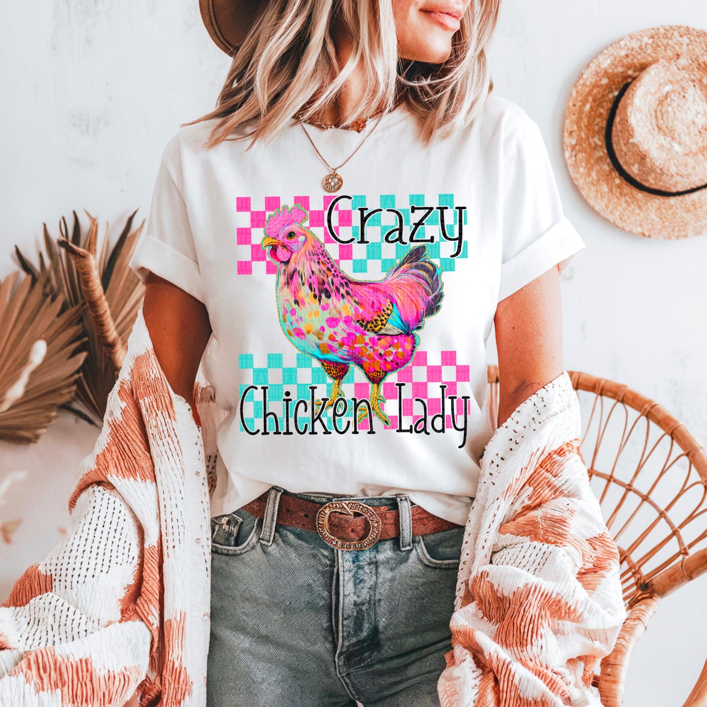 Crazy Chicken Lady DTF Transfer